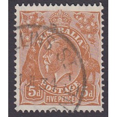 Australian  King George V  5d Brown   Wmk  C of A  Plate Variety 3L35..